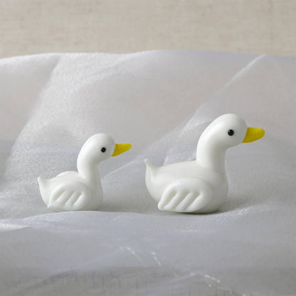 Set van 2 handgemaakte glazen eendjes in een geschenkdoos.