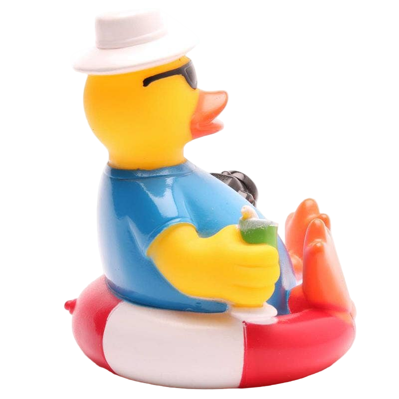 Pato turista en una boya