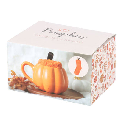 Juego de regalo de taza y calcetines de calabaza