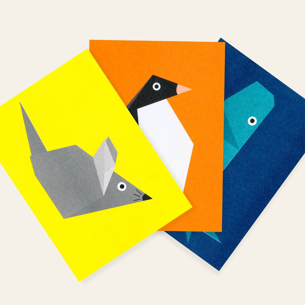 Postal de pinguim de origami