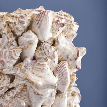 Jarrón de conchas marinas, gres natural L