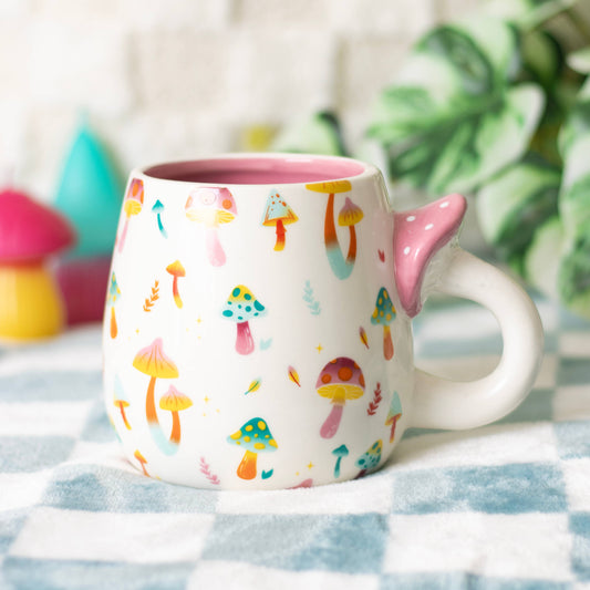 Tasse Funky Fungi en céramique avec anse en forme de champignon