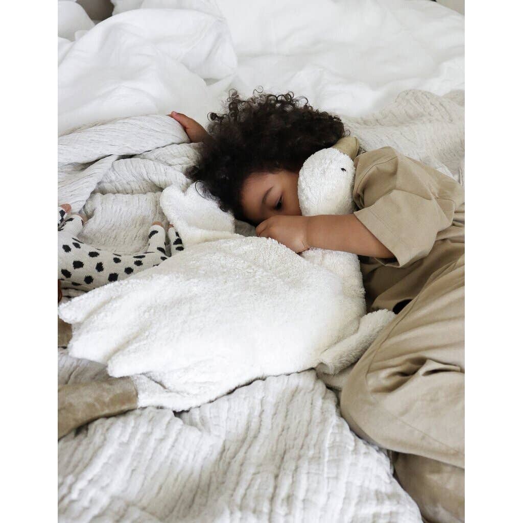 Grande chaufferette peluche en forme d’oie | blanc