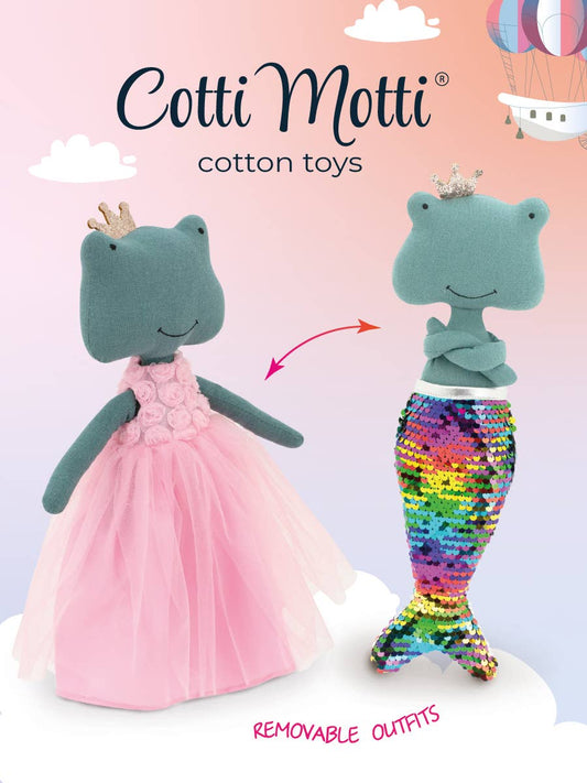Peluche Fiona La Rana: Conjunto de traje y cola de sirena - 29 cm