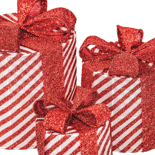 Regalo de Navidad LED - S3 - Poliestireno - Rojo/Blanco - 15/20/25 cm