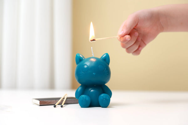 Bougie Chat Bleu Pétrole