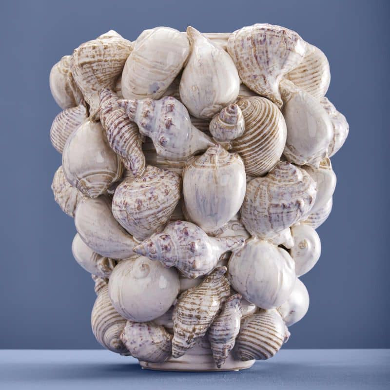 Seashell Vase, Natural Stoneware M