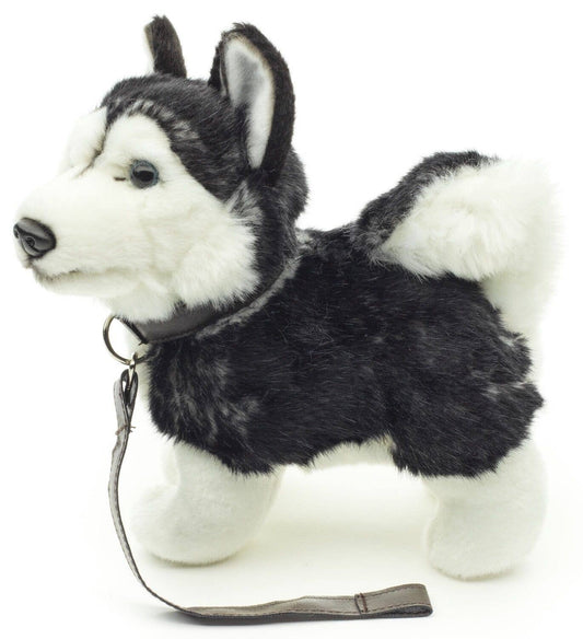 Peluche Chiot husky, debout avec laisse