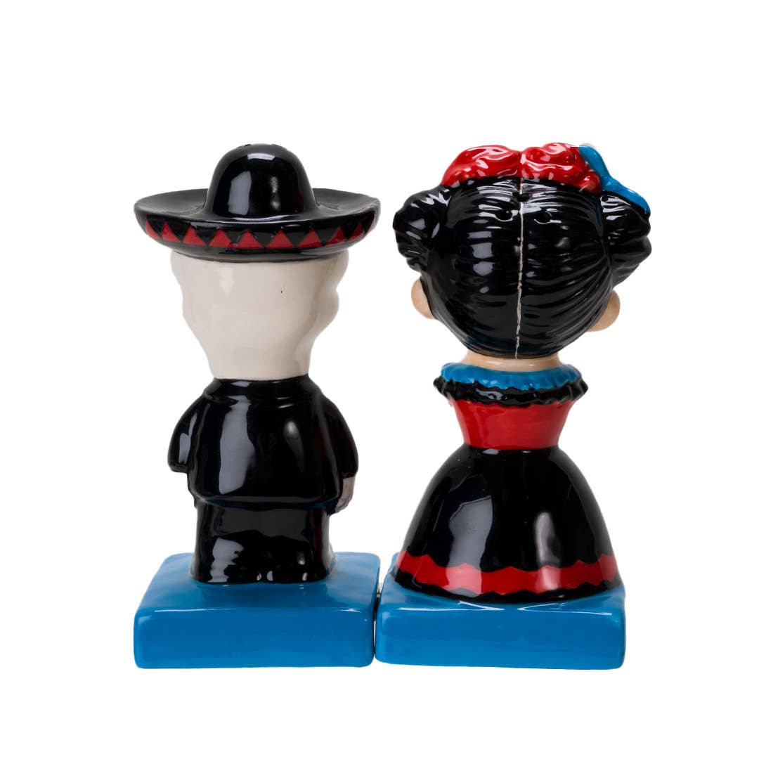 Conjunto de saleiro e pimenteiro em cerâmica Dia De Los Muertos