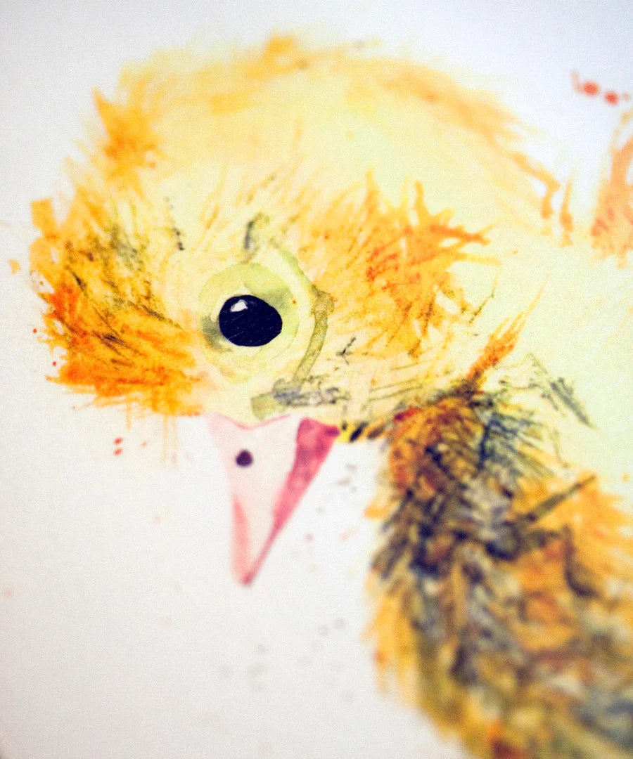 Wenskaart met aquarel eendje