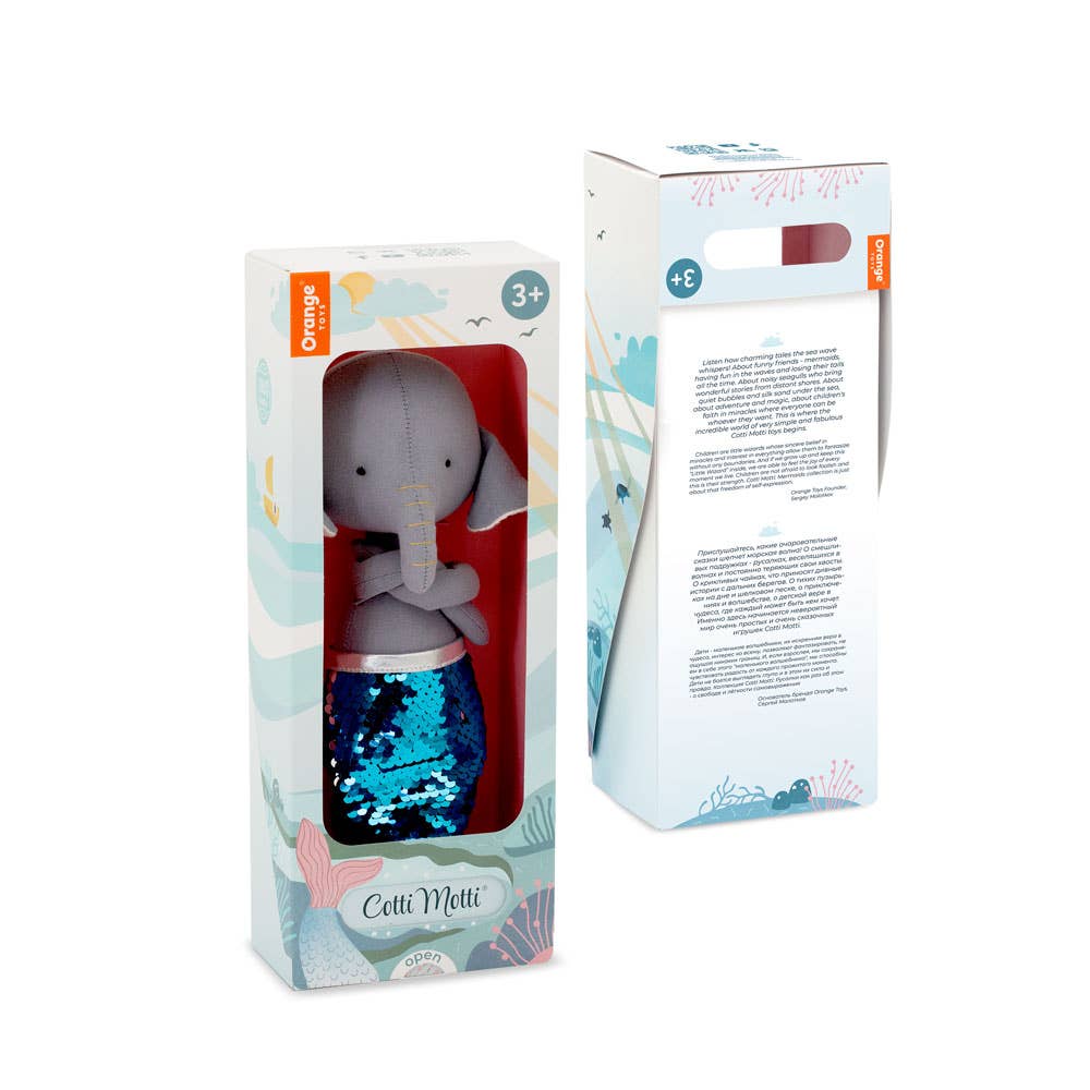 Peluche de algodón, elefante sirena Alicia: 29 cm, a partir de 3 años