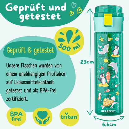 Children's water bottle, 500ml, lightweight - Ocean mint