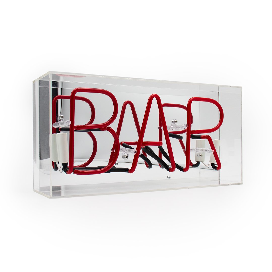 'Bar' Glass Neon Sign - RED
