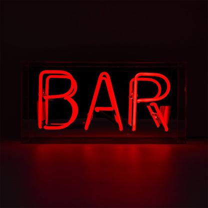 'Bar' Glass Neon Sign - RED