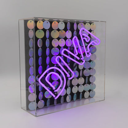 'Diva' Acrylic Box Neon Light with Sequins