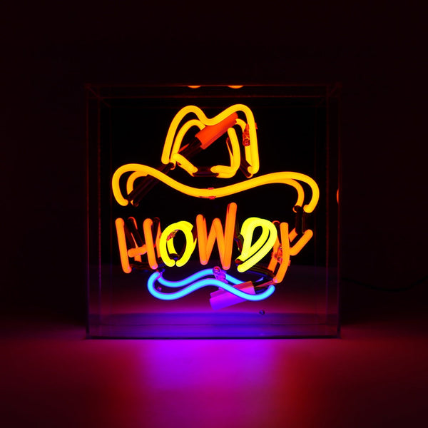 'Howdy' Glass Neon Sign