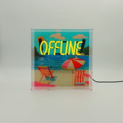 'Offline' Glass Neon Box Sign