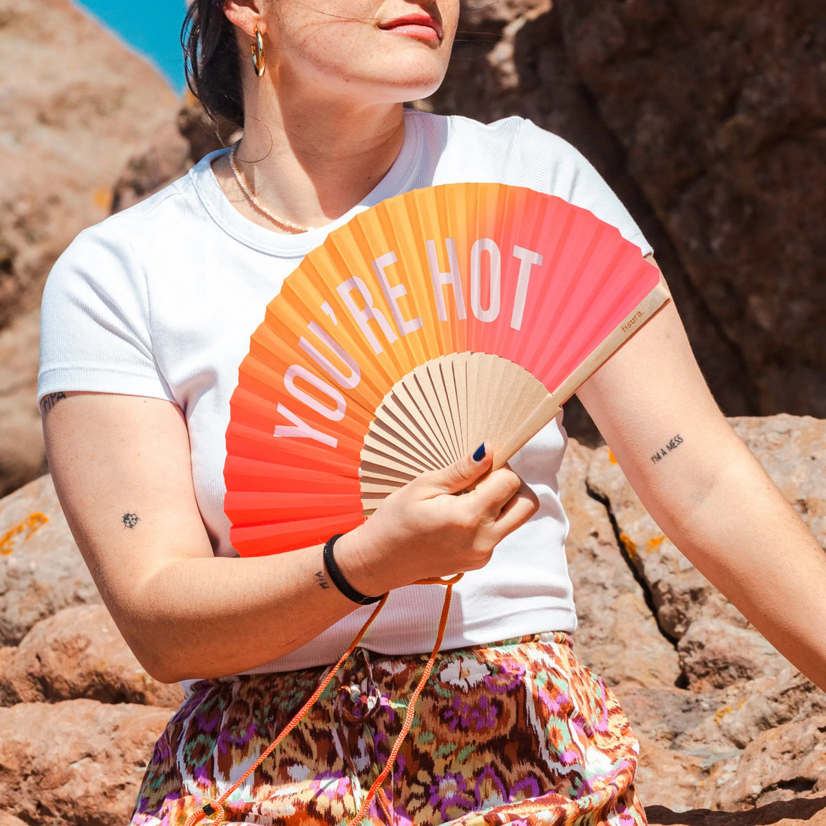 Éventail « You’re hot » Dégradé Rose – Fisura – vue 2