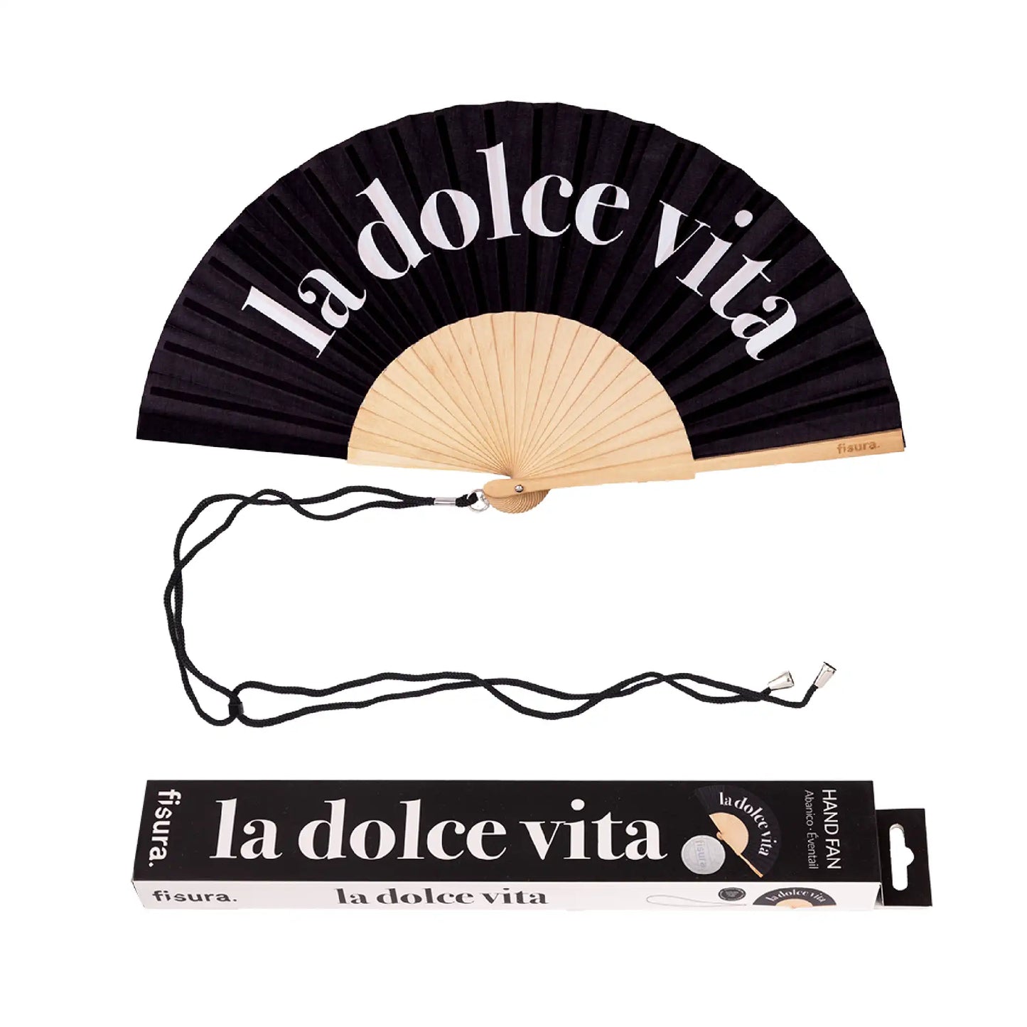 Éventail « La dolce vita » Noir – Fisura