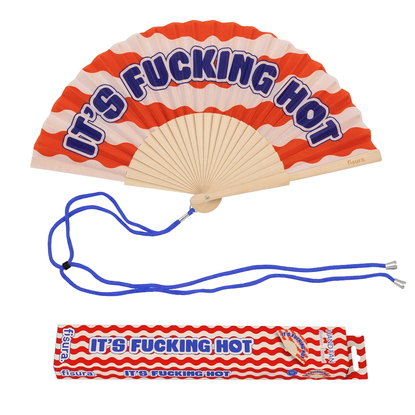 Éventail « It’s fucking hot » Vagues Rouges – Fisura