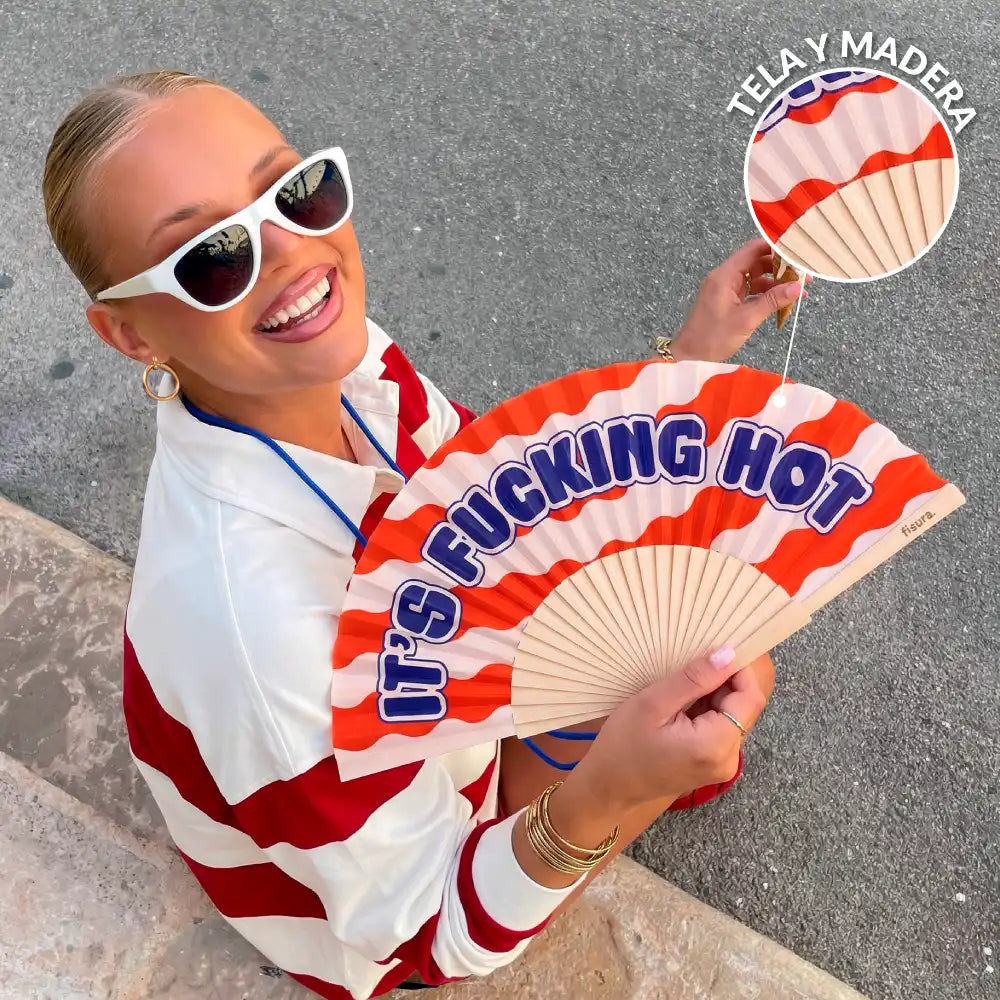 Éventail « It’s fucking hot » Vagues Rouges – Fisura – vue 4