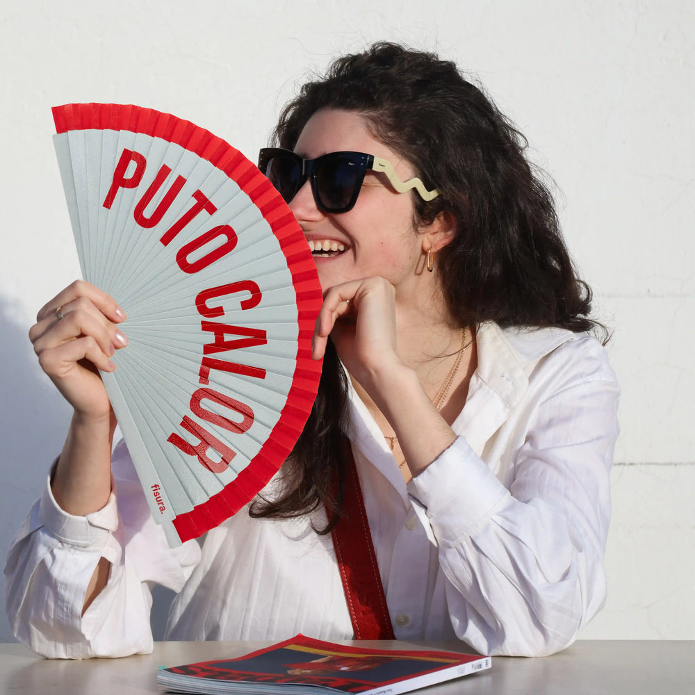 Éventail « Puto calor » Rouge