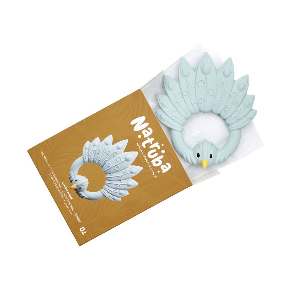 Peacock Teether – Sky Blue