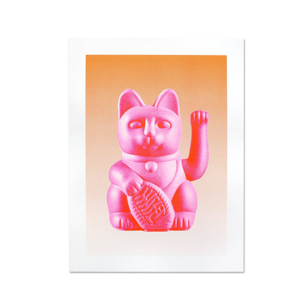 Artprint Chat Chanceux Rose - le Chat Chanceux
