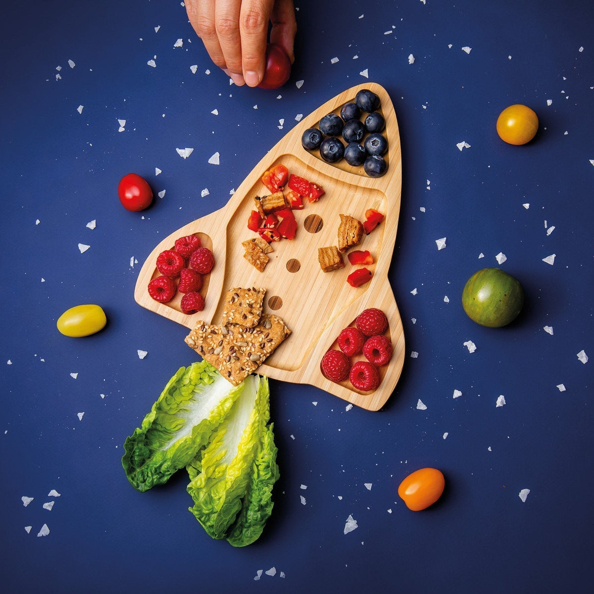 Plato de bambú de cohete