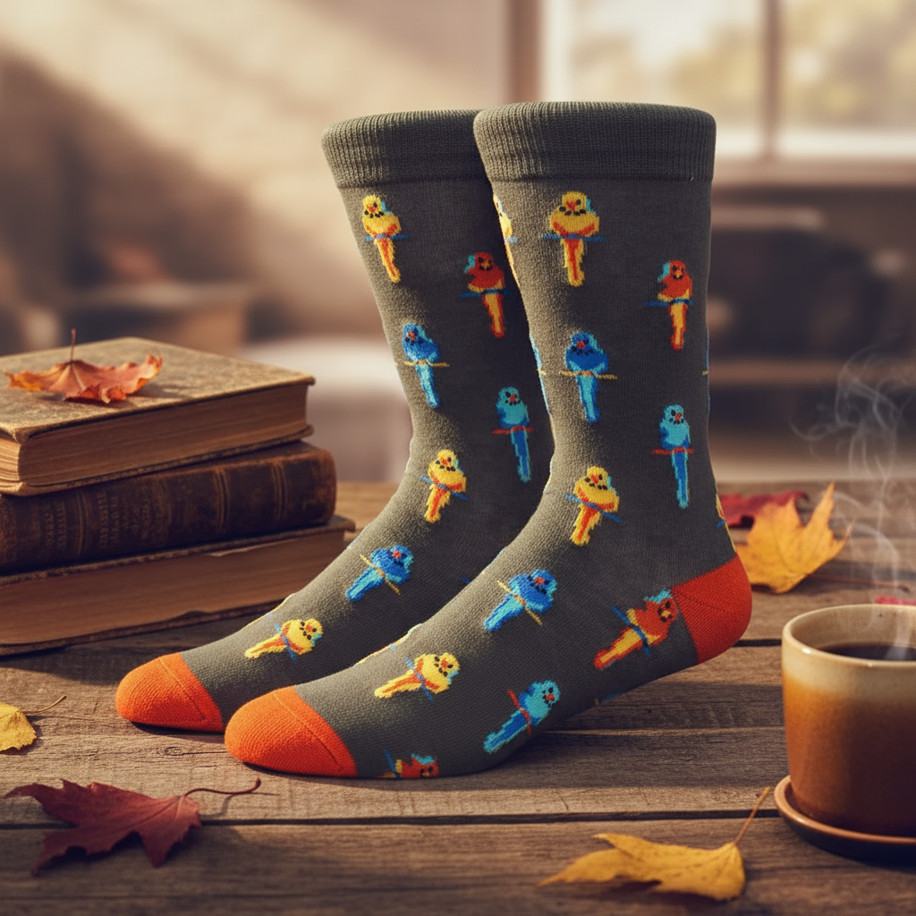 Meias com estampado de papagaio exótico