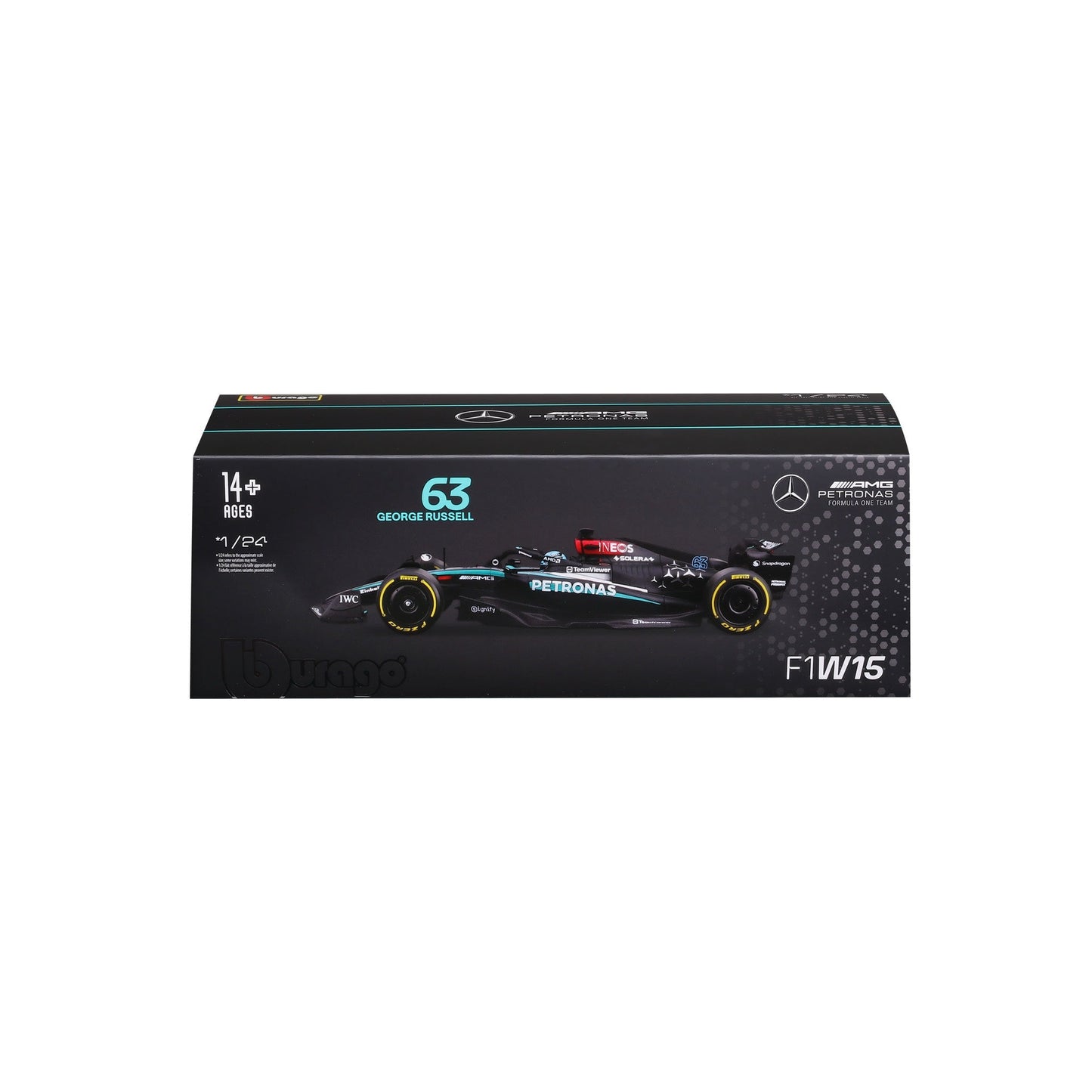 1:24 F1 MERCEDES AMG W15 2024 WITH HELMET RUSSELL