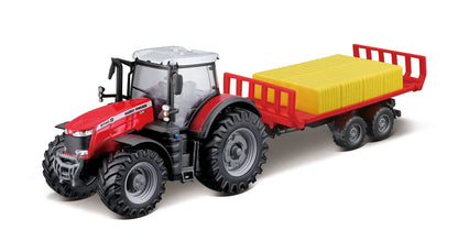 マッセイファーガソン 8740S トラクター 10cmとベールトレーラー