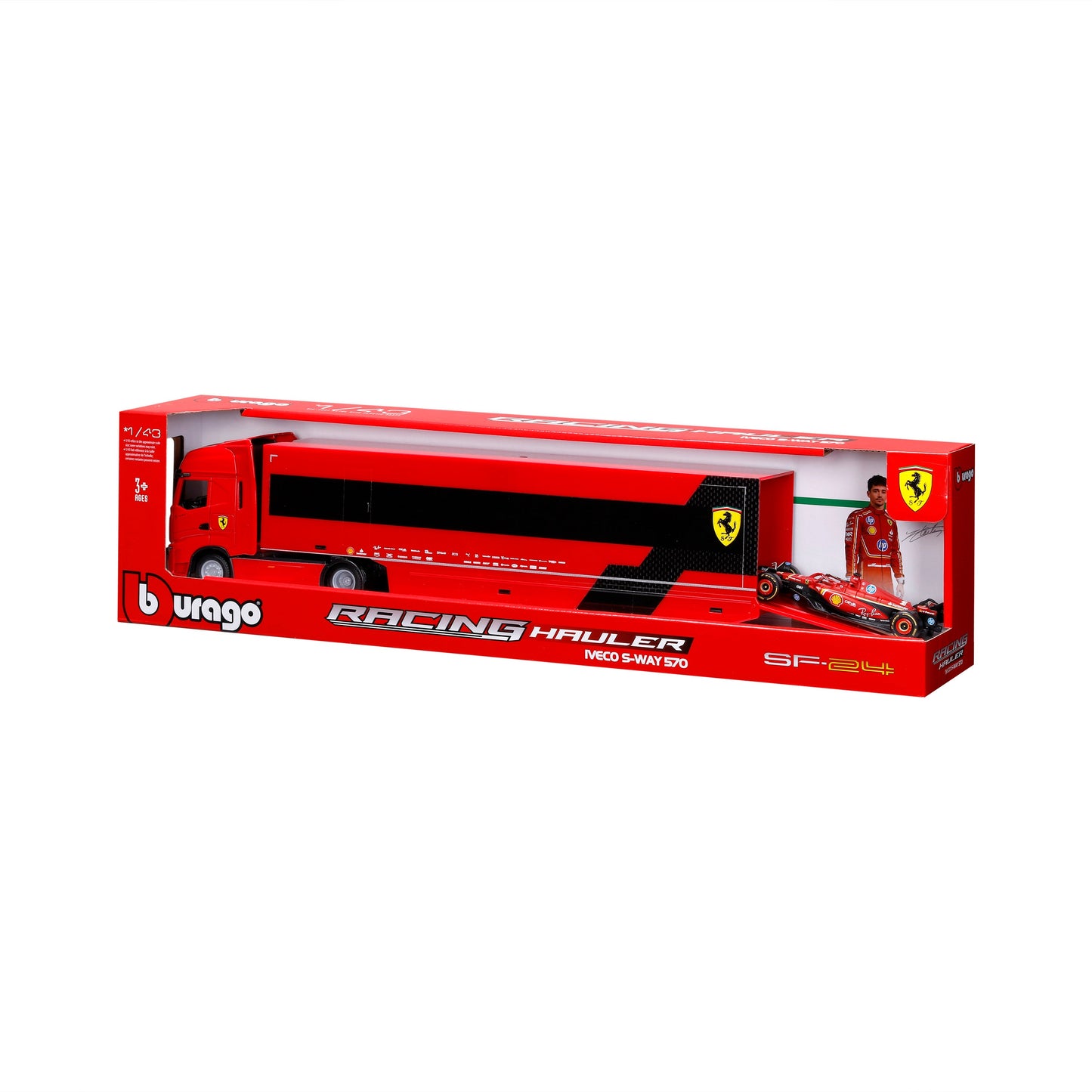 1:43 F1 FERRARI IVECO S-Way 570 RACING TRANSPORTER AVEC UNE VOITURE