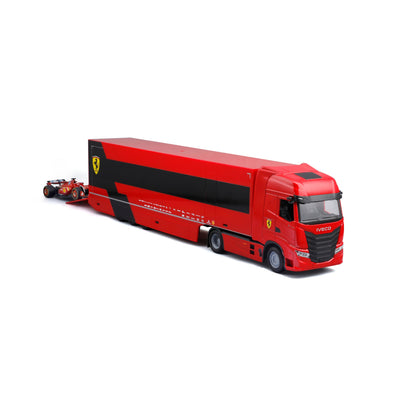 1:43 F1 FERRARI IVECO S-Way 570 RACING TRANSPORTER AVEC UNE VOITURE
