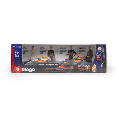 Coffret de 4 figurines de champion Max Verstappen F1 RED BULL RACING à l'échelle 1:43