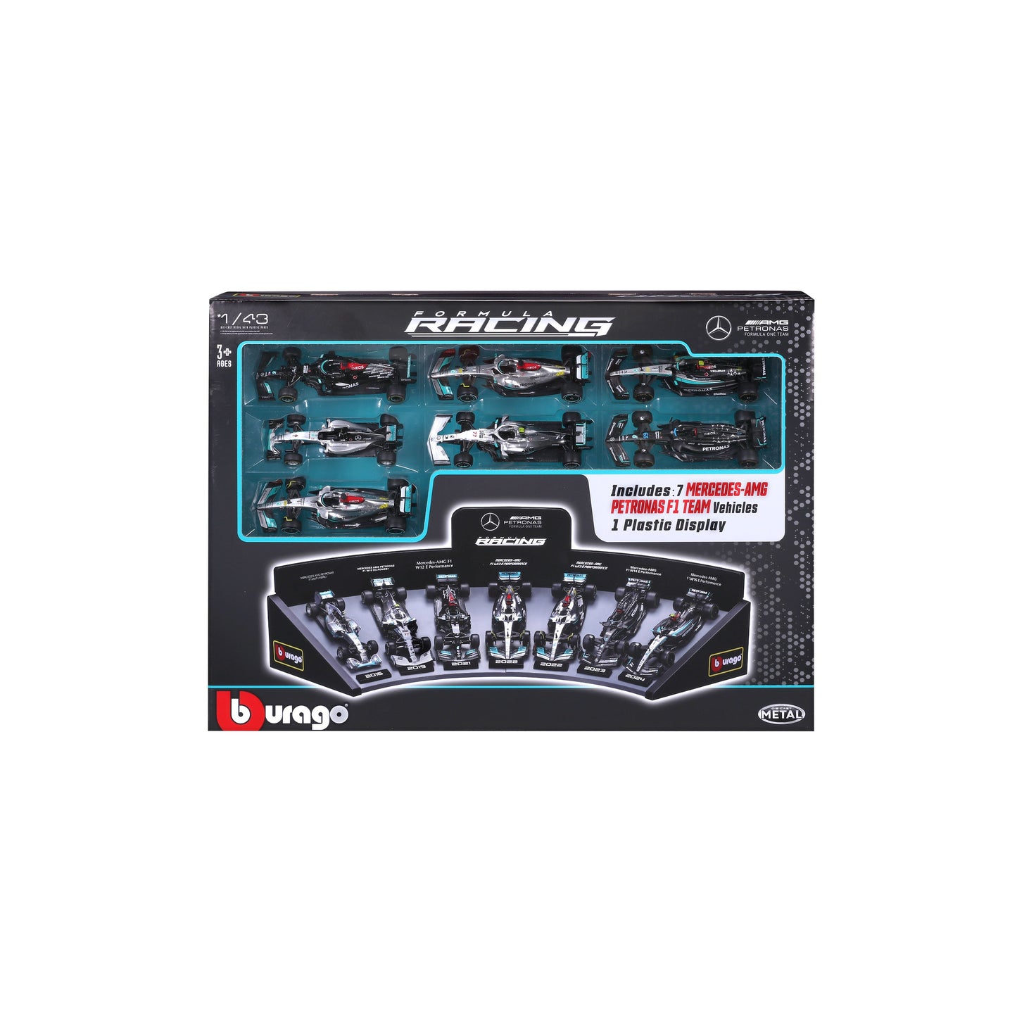 Coffret cadeau de luxe Mercedes AMG F1 1:43 avec support