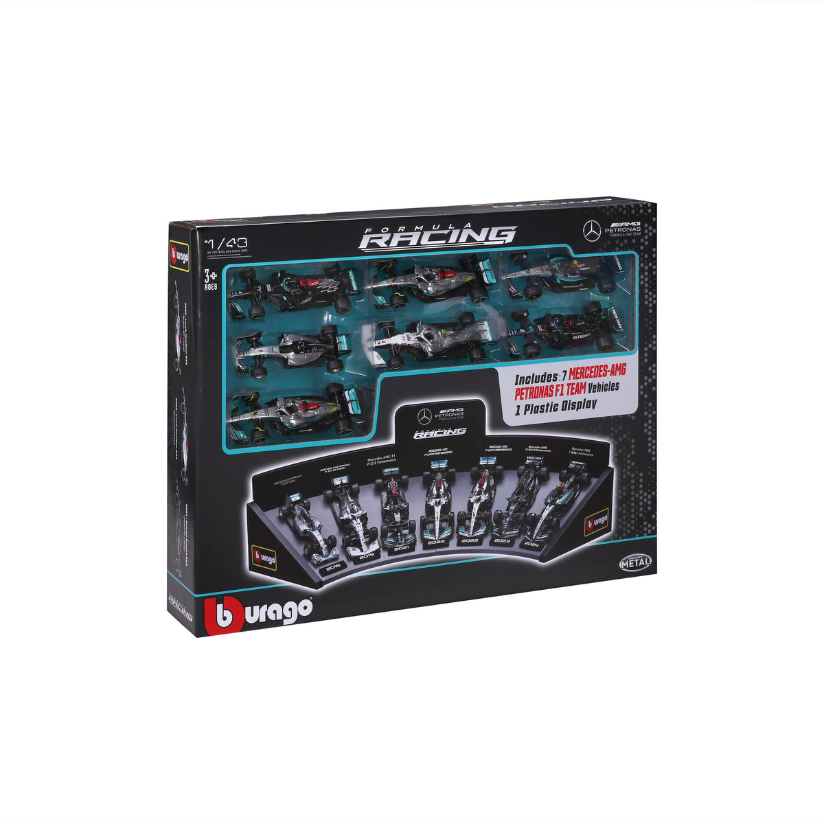 Coffret cadeau de luxe Mercedes AMG F1 1:43 avec support