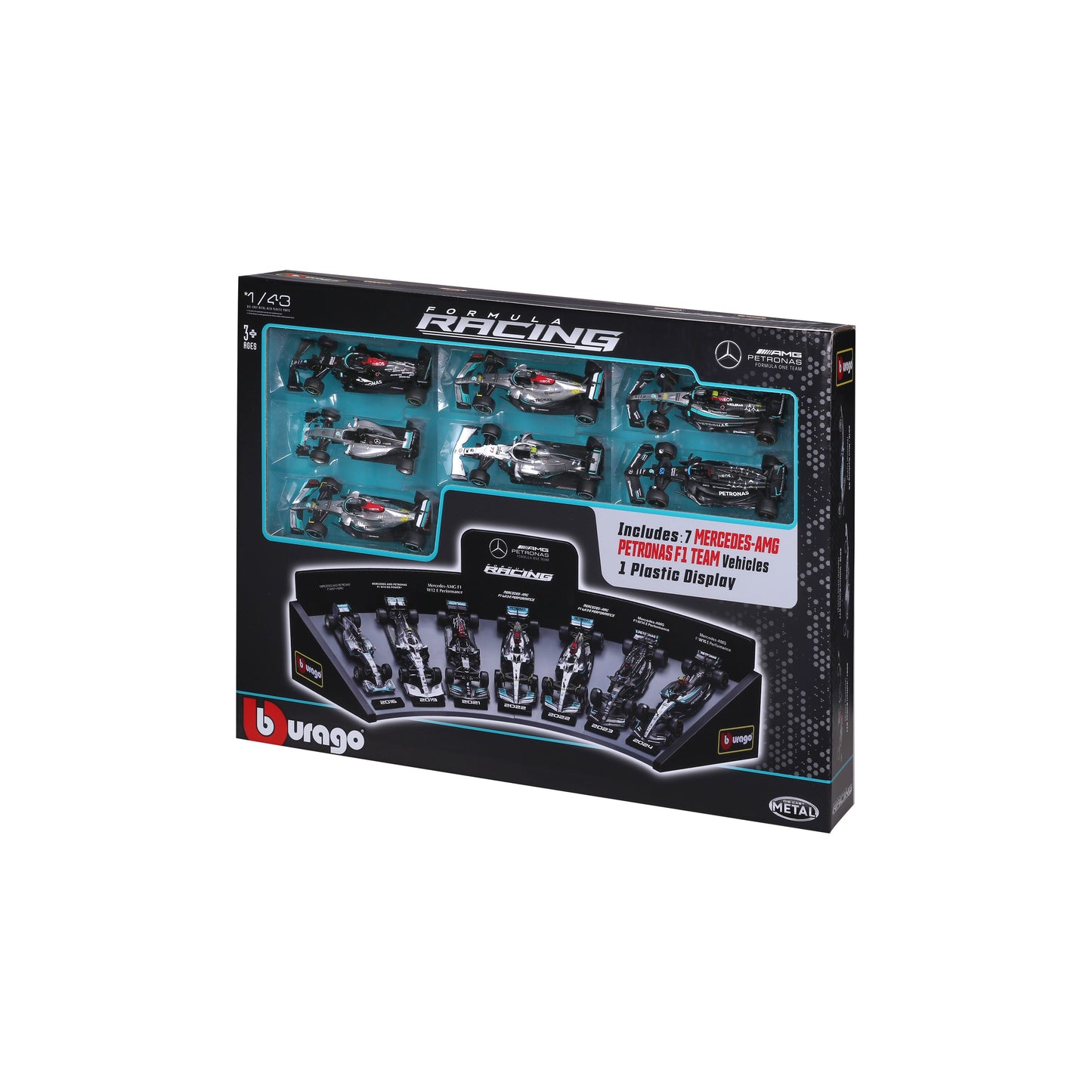 Coffret cadeau de luxe Mercedes AMG F1 1:43 avec support