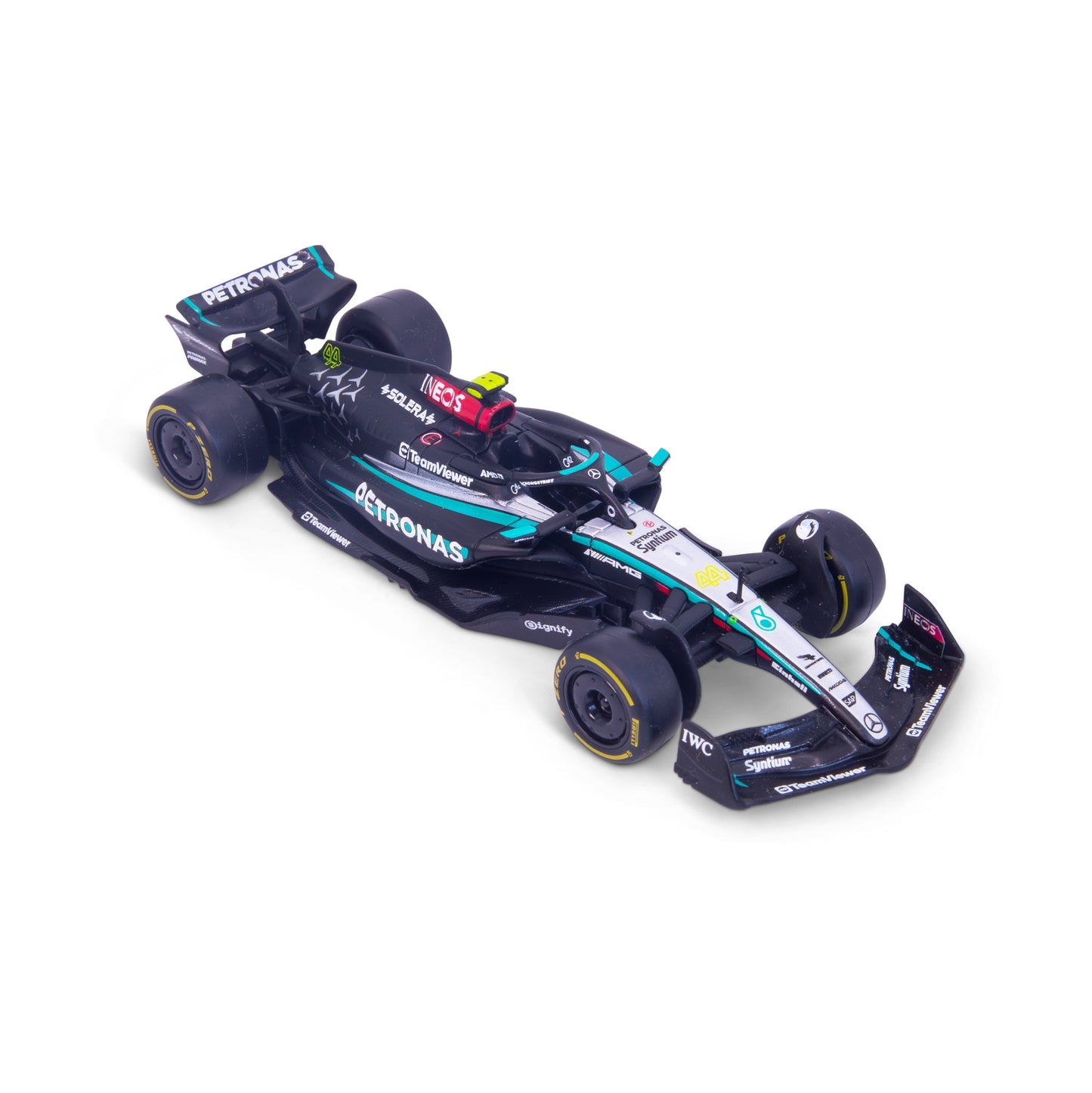 1:43 F1 MERCEDES AMG W15 2024 HAMILTON DANS UN DISTRIBUTEUR DE 12 PIÈCES