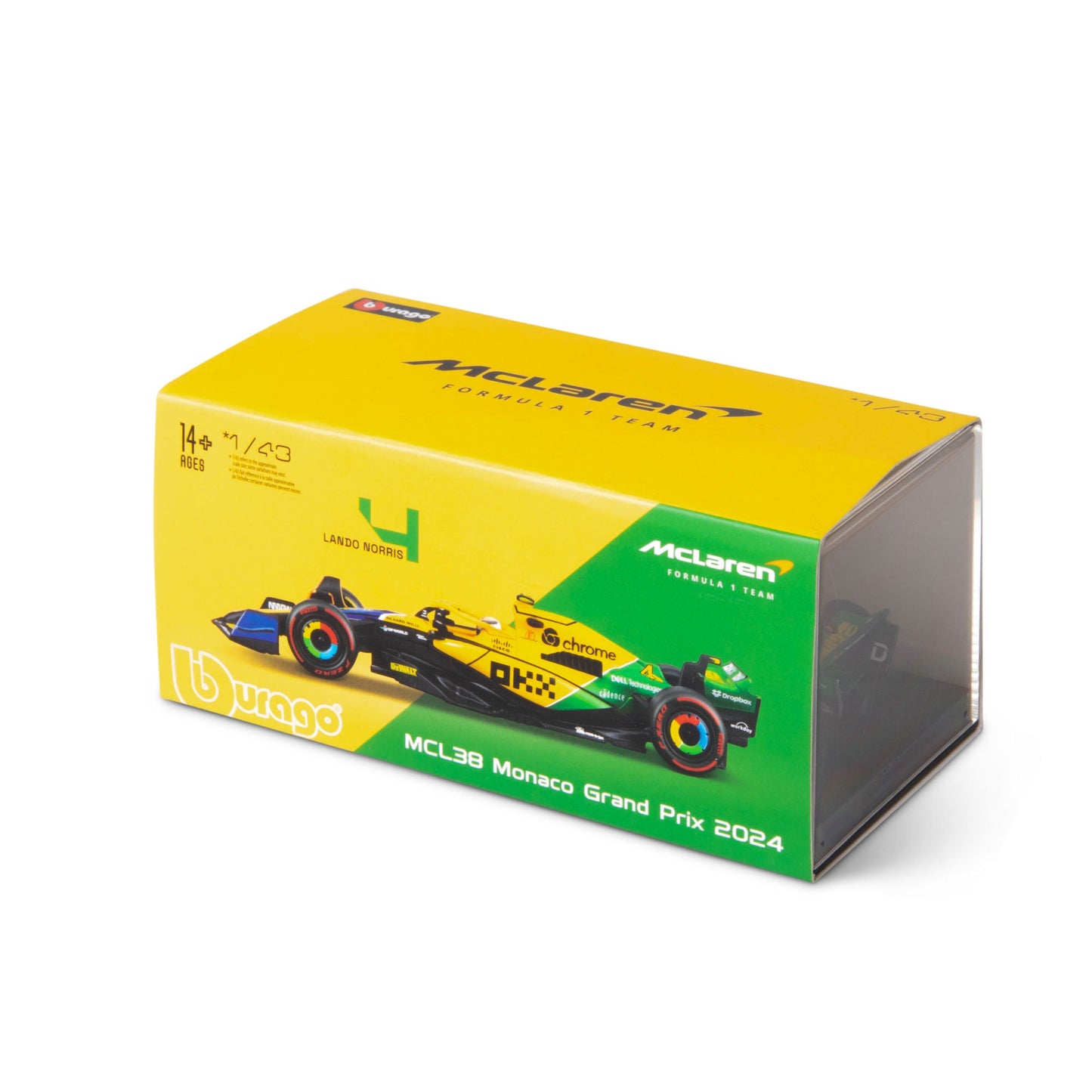 1:43 F1 MCLAREN MCL38 2024 AVEC CASQUE NORRIS SENNA LIVRAISON