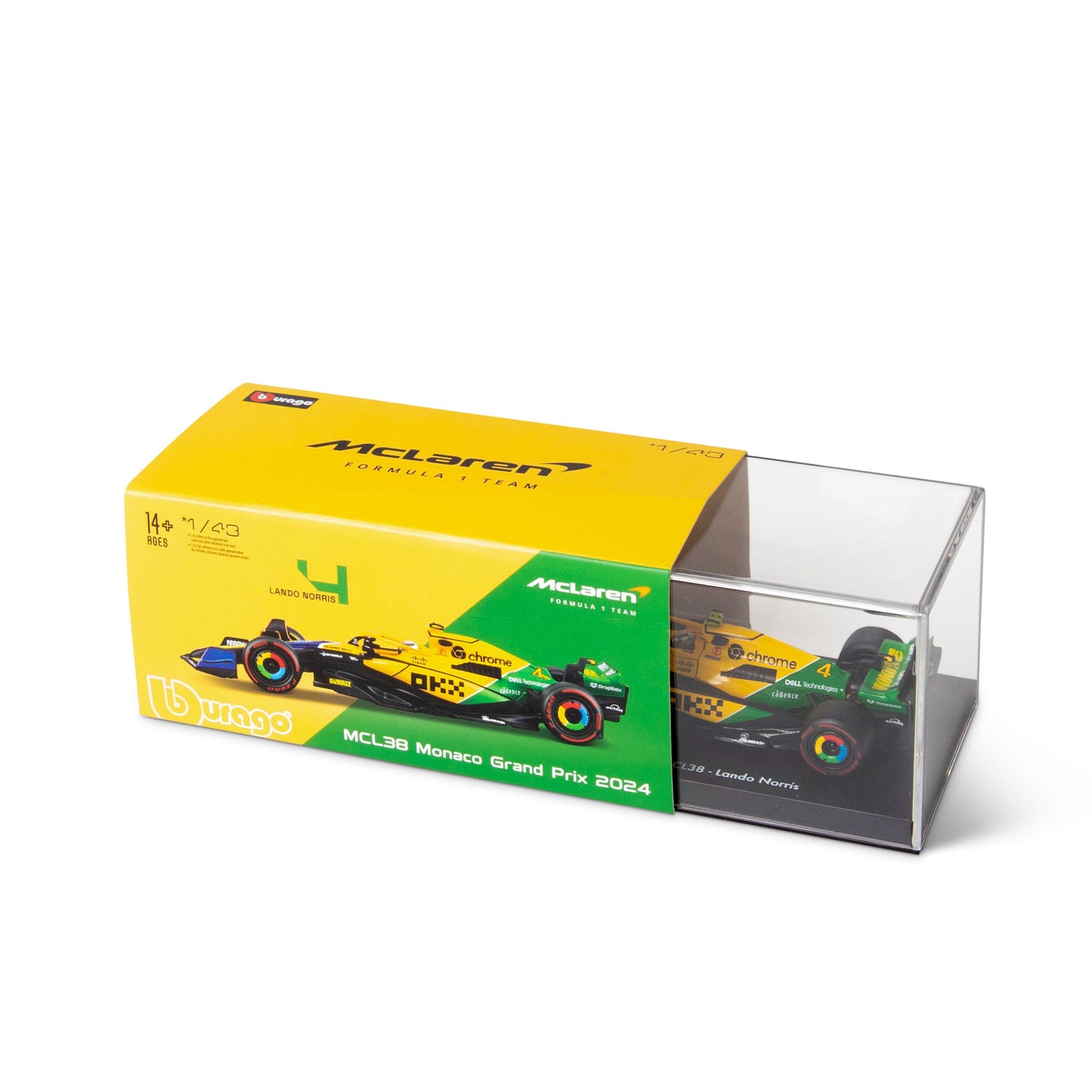 1:43 F1 MCLAREN MCL38 2024 AVEC CASQUE NORRIS SENNA LIVRAISON