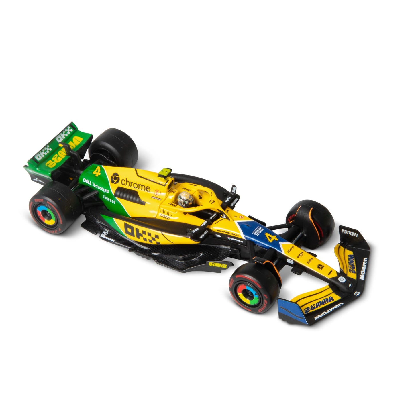 1:43 F1 MCLAREN MCL38 2024 AVEC CASQUE NORRIS SENNA LIVRAISON