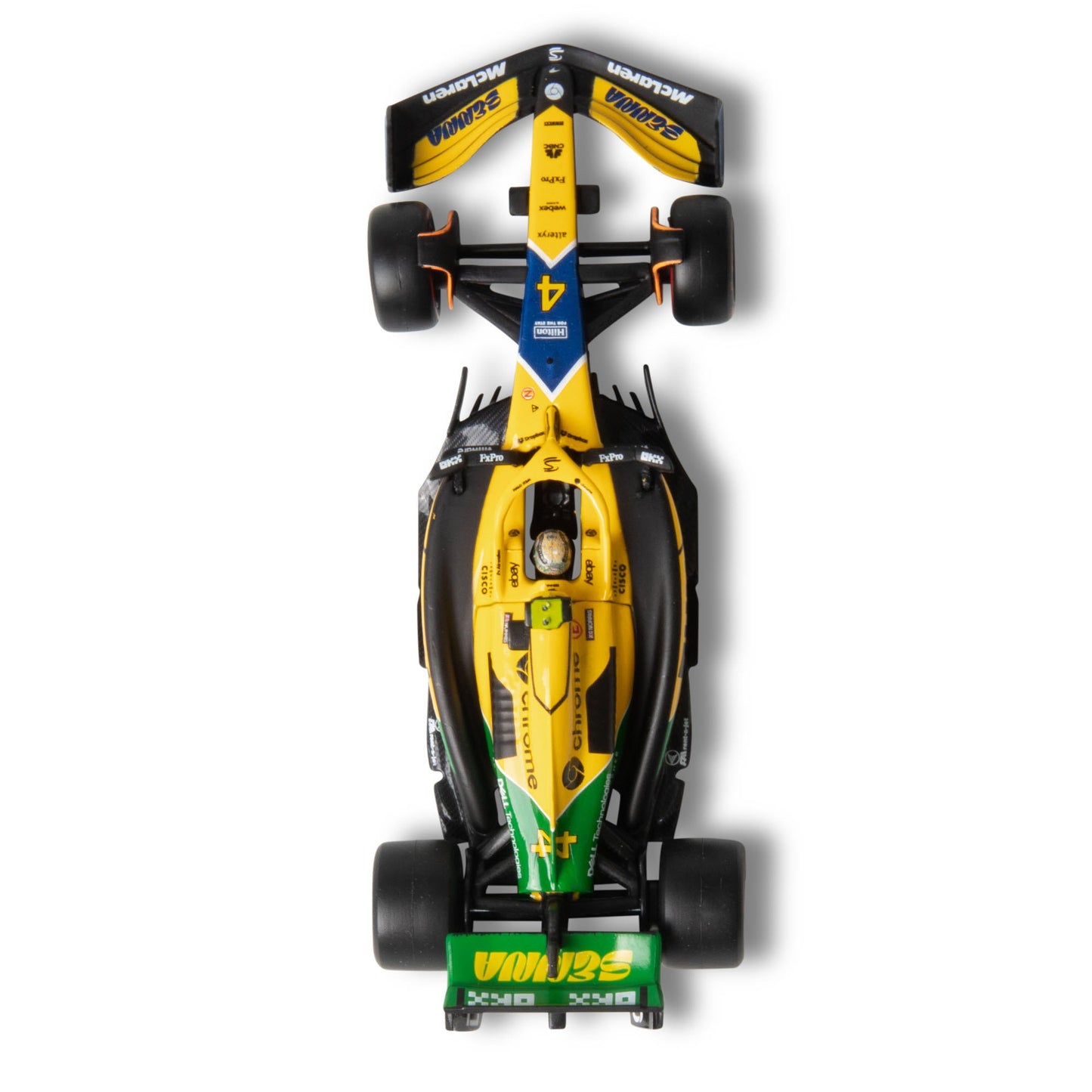 1:43 F1 MCLAREN MCL38 2024 AVEC CASQUE NORRIS SENNA LIVRAISON