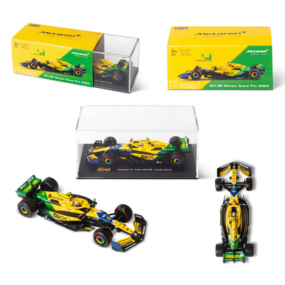 1:43 F1 MCLAREN MCL38 2024 AVEC CASQUE NORRIS SENNA LIVRAISON