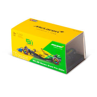 1:43 F1 MCLAREN MCL38 2024 AVEC CASQUE LIVRÉE PIASTRI SENNA