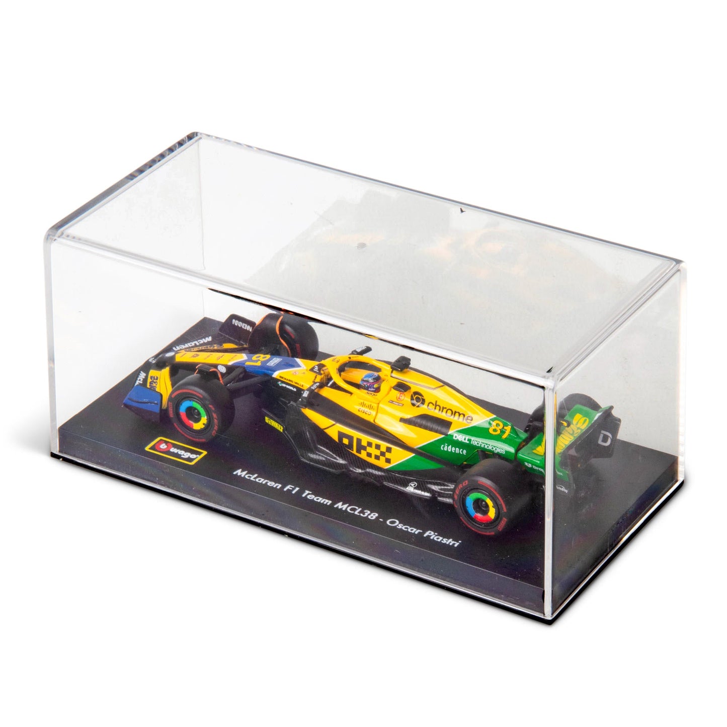 1:43 F1 MCLAREN MCL38 2024 AVEC CASQUE LIVRÉE PIASTRI SENNA