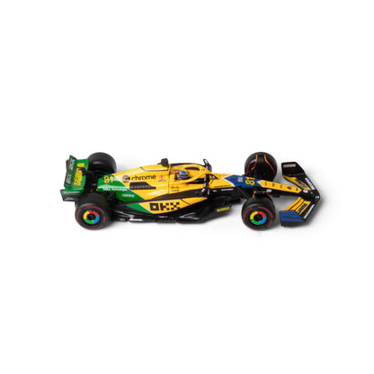 1:43 F1 MCLAREN MCL38 2024 AVEC CASQUE LIVRÉE PIASTRI SENNA