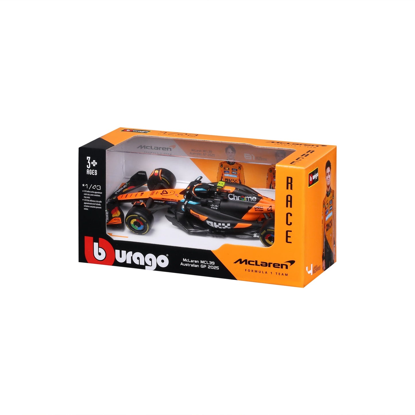 1:43 F1 MCLAREN MCL39 2025 NORRIS BRITISH GP IN 12PC DISPENSER
