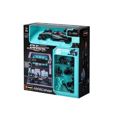 1:43 F1 MERCEDES AMG W15 2024 PIT PASS DIORAMA RUSSELL