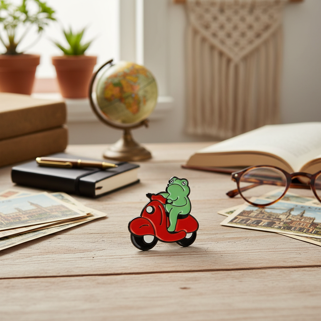 Pin de rana en scooter